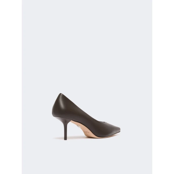 Max Mara Softpump Nappa Leather Court Shoes in Chocolate | Heels | Coveti