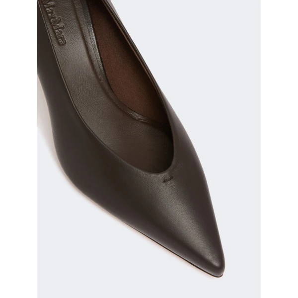 Max Mara Softpump Nappa Leather Court Shoes in Chocolate | Heels | Coveti