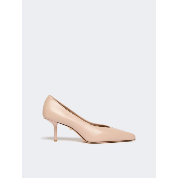 Max Mara Softpump Nappa Leather Court Shoes in Nude | Heels | Coveti