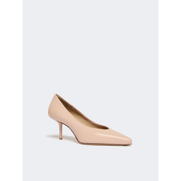 Max Mara Softpump Nappa Leather Court Shoes in Nude | Heels | Coveti