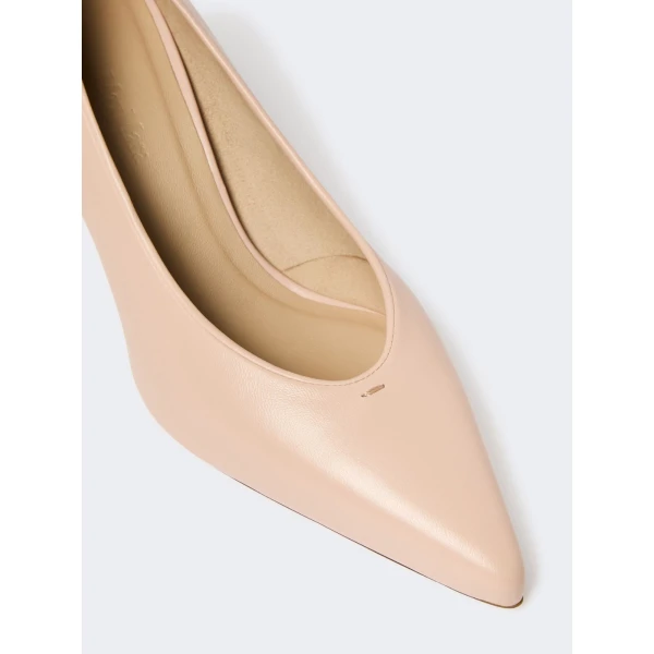 Max Mara Softpump Nappa Leather Court Shoes in Nude | Heels | Coveti