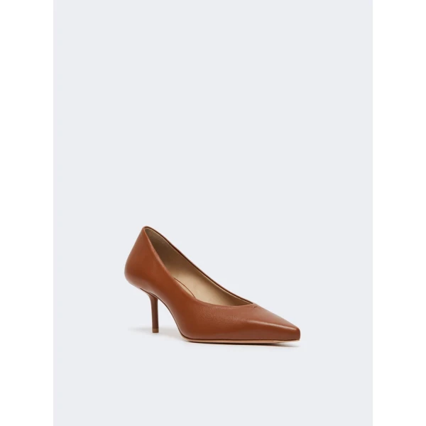 Max Mara Softpump Nappa Leather Court Shoes in Tobacco | Heels | Coveti