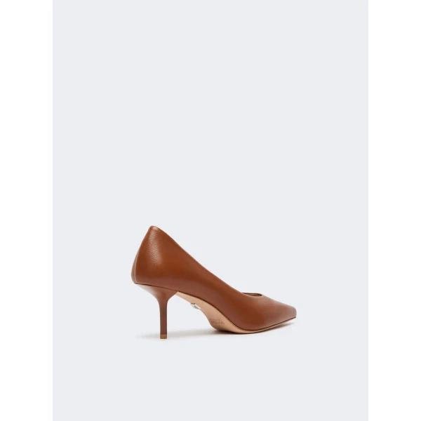 Max Mara Softpump Nappa Leather Court Shoes in Tobacco | Heels | Coveti