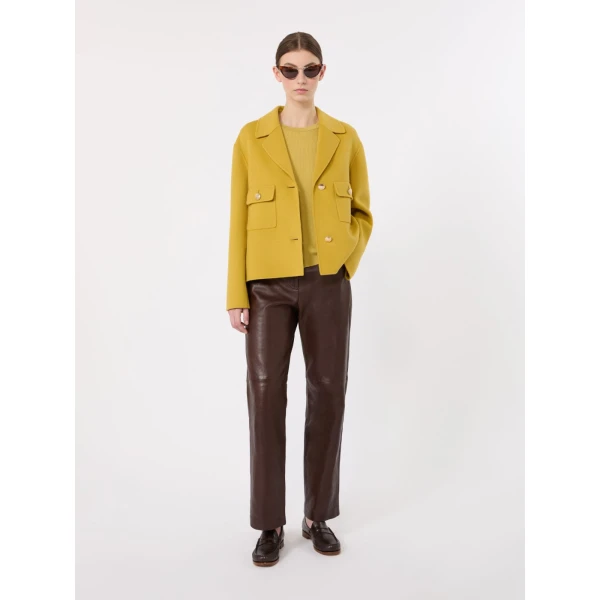 Max Mara Sorriso Double Wool Drap Jacket in Yellow | Blazers | Coveti