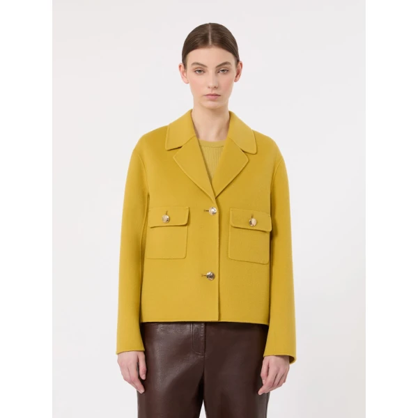 Max Mara Sorriso Double Wool Drap Jacket in Yellow | Blazers | Coveti
