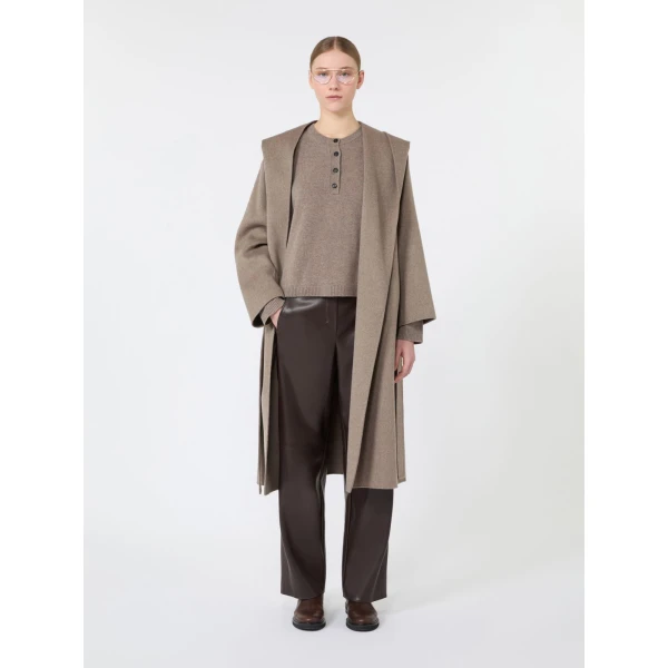 Max Mara Sospiro Coated Jersey Trousers in Brown | Tailored pants | Coveti