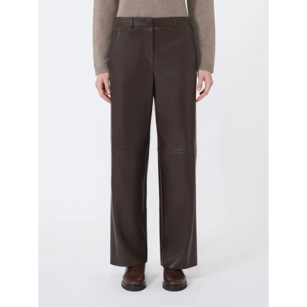 Max Mara Sospiro Coated Jersey Trousers in Brown | Tailored pants | Coveti