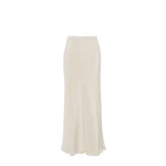 Max Mara Sospiro Long Silk Crepe de Chine Skirt in Stone Grey | Maxi Skirts | Coveti