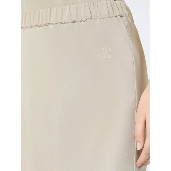 Max Mara Sospiro Long Silk Crepe de Chine Skirt in Stone Grey | Maxi Skirts | Coveti