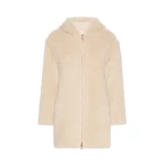 Max Mara Spadino Alpaca and Wool Teddy Hooded Coat in Beige | Wool Coat | Coveti
