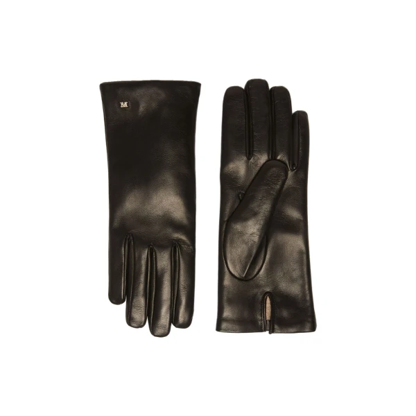 Max Mara Spalato Nappa Leather Gloves in Black | Women | Coveti