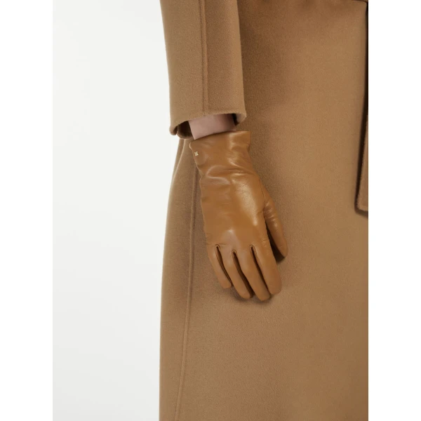 Max Mara Spalato Nappa Leather Gloves in Tobacco | Gloves | Coveti