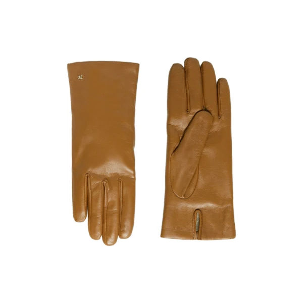 Max Mara Spalato Nappa Leather Gloves in Tobacco | Women | Coveti