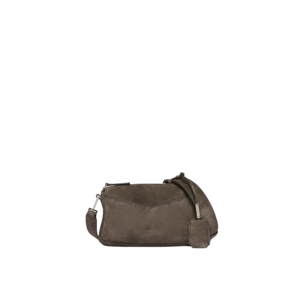 Split Leather Micro Handbag in Dark Brown