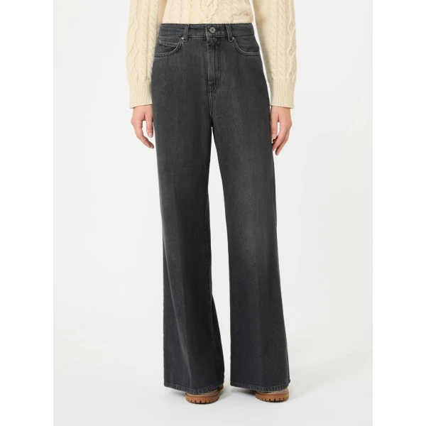 Max Mara Sport Cotton Denim Palazzo Jeans in Black | Denim | Coveti