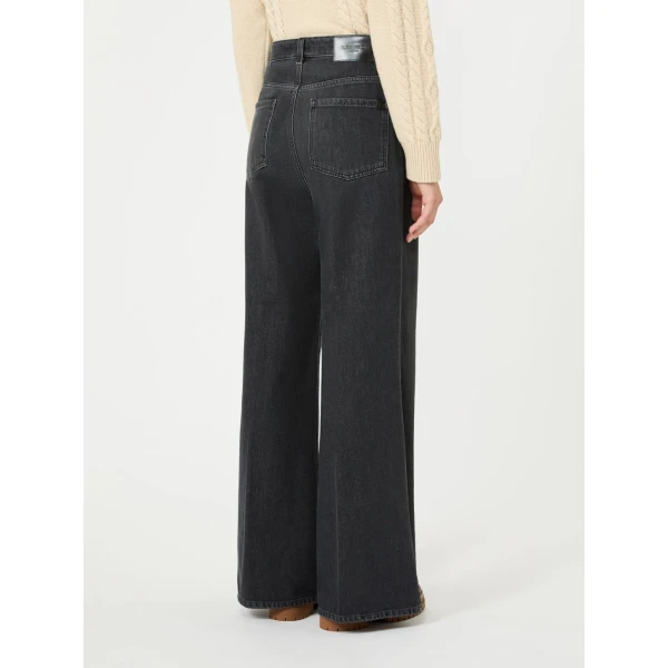 Max Mara Sport Cotton Denim Palazzo Jeans in Black | Denim | Coveti