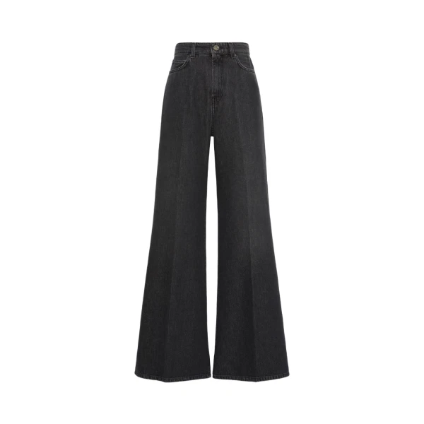 Max Mara Sport Cotton Denim Palazzo Jeans in Black | Denim | Coveti
