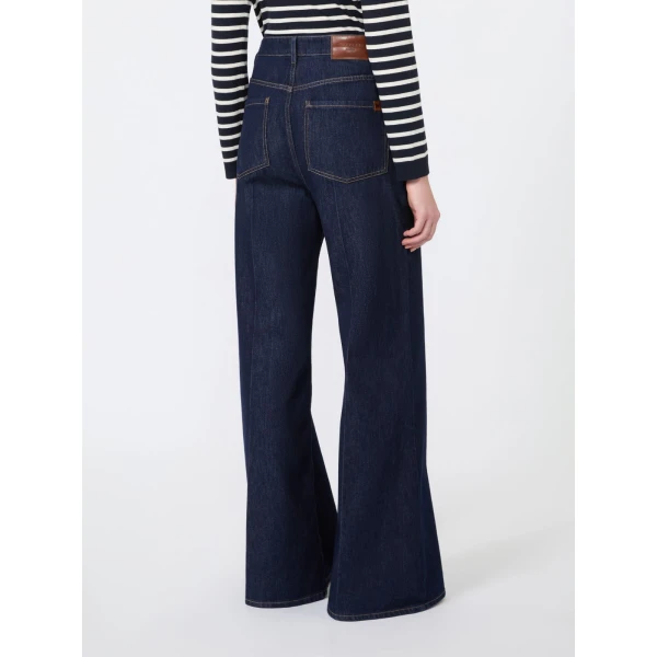 Max Mara Sport Cotton Denim Palazzo Jeans in Navy | Denim | Coveti