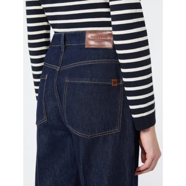 Max Mara Sport Cotton Denim Palazzo Jeans in Navy | Denim | Coveti