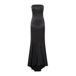 Max Mara Sport Silk Satin Bustier Dress in Dark Grey | Evening Gowns | Coveti