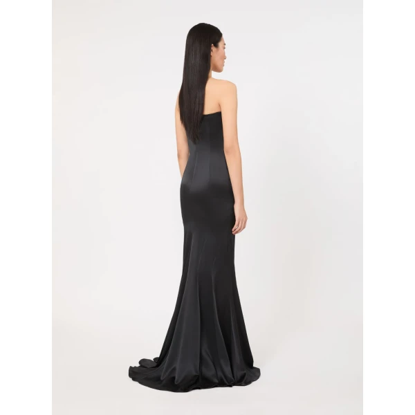 Max Mara Sport Silk Satin Bustier Dress in Dark Grey | Evening Gowns | Coveti