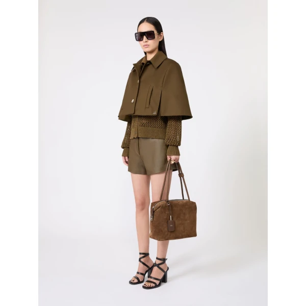 Max Mara Square Split Leather Boston Bag in Cocoa | Totes & Top-Handle Bags | Coveti