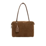 Max Mara Square Split Leather Boston Bag in Cocoa | Totes & Top-Handle Bags | Coveti