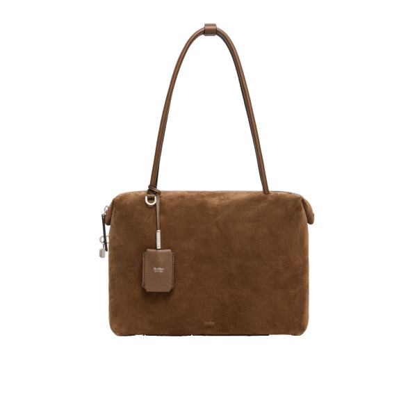 Max Mara Square Split Leather Boston Bag in Cocoa | Totes & Top-Handle Bags | Coveti