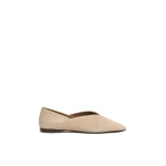 Max Mara Squareflat Suede and Nappa Ballet Flats in Beige | Flats | Coveti