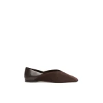 Max Mara Squareflat Suede and Nappa Ballet Flats in Dark Brown | Flats | Coveti