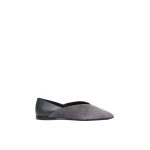 Max Mara Squareflat Suede and Nappa Ballet Flats in Medium Grey | Flats | Coveti