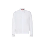 Max Mara Staffa Cotton Poplin Broderie Shirt in Optical White | Shirts | Coveti