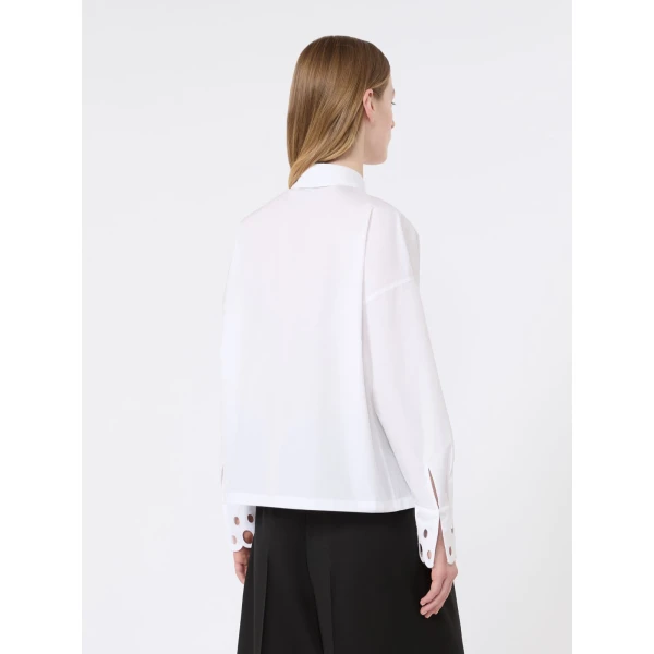 Max Mara Staffa Cotton Poplin Broderie Shirt in Optical White | Shirts | Coveti