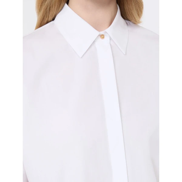 Max Mara Staffa Cotton Poplin Broderie Shirt in Optical White | Shirts | Coveti