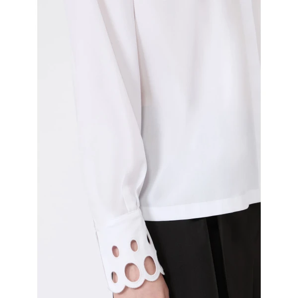 Max Mara Staffa Cotton Poplin Broderie Shirt in Optical White | Shirts | Coveti