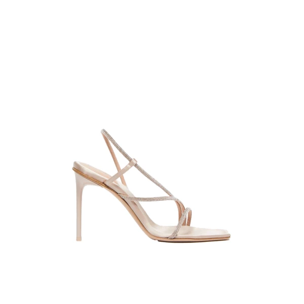 Stark Satin and Crystal Sandals in Beige