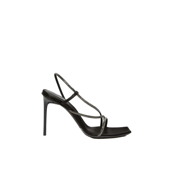 Stark Satin and Crystal Sandals in Black
