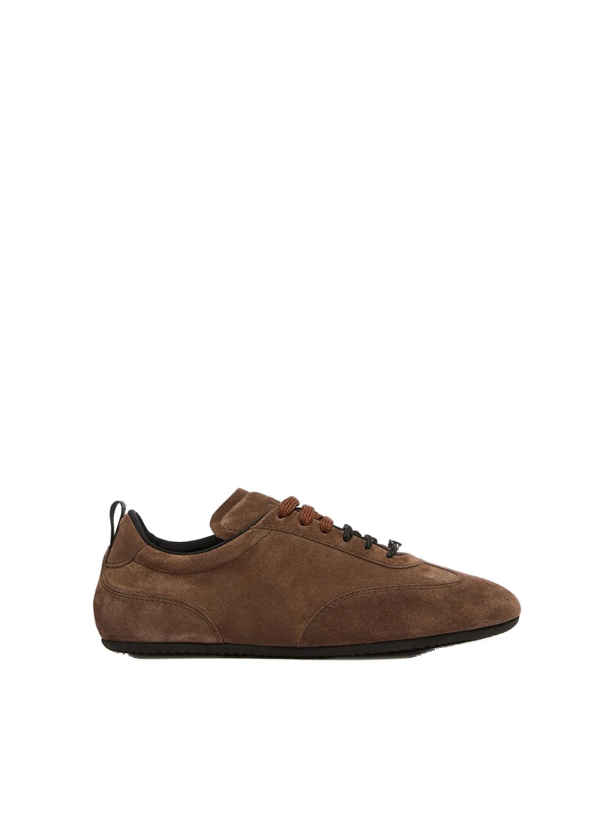 Max Mara Stecca Flat Split Leather Trainers in Dark Brown Max Mara Stecca Flat Split Leather Trainers in Dark Brown | Sneakers | Coveti