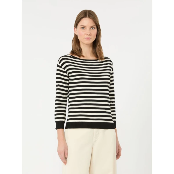 Max Mara Stecca Stretch Viscose Boat-Neck Jumper in Black | Sweaters | Coveti