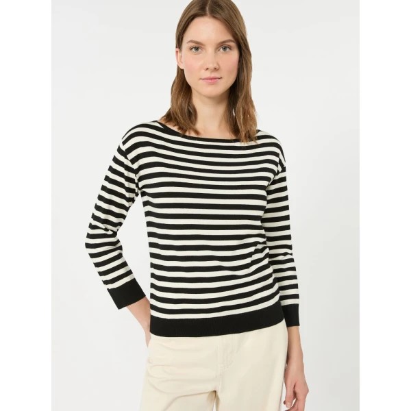 Max Mara Stecca Stretch Viscose Boat-Neck Jumper in Black | Sweaters | Coveti