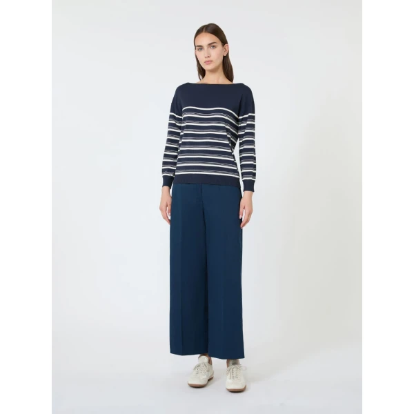 Max Mara Stecca Stretch Viscose Boat-Neck Jumper in Navy | Sweaters | Coveti