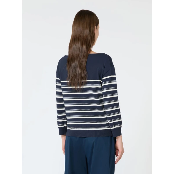 Max Mara Stecca Stretch Viscose Boat-Neck Jumper in Navy | Sweaters | Coveti