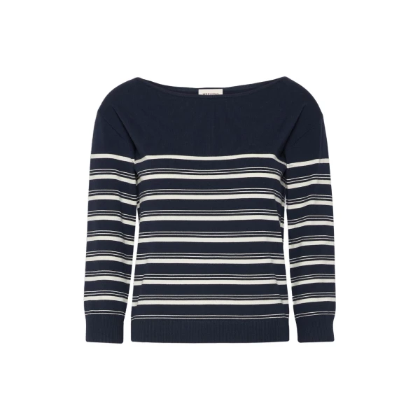 Max Mara Stecca Stretch Viscose Boat-Neck Jumper in Navy | Sweaters | Coveti