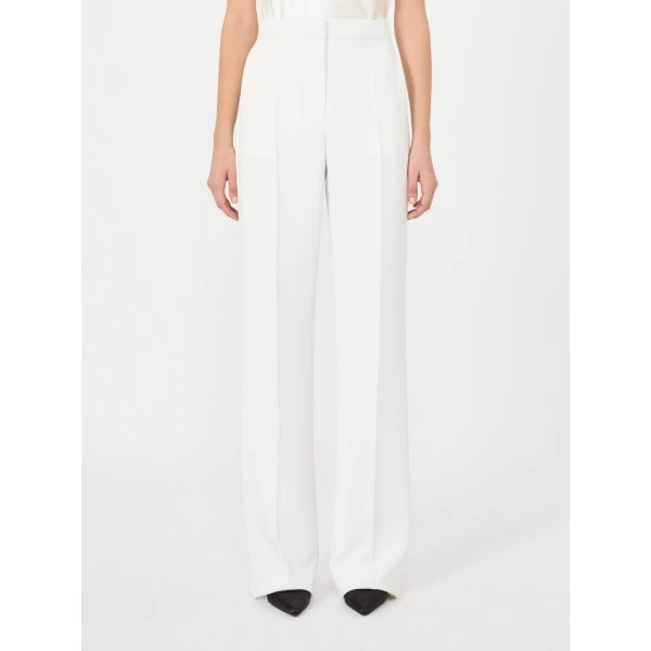 Max Mara Steppa Cady Tuxedo Trousers in White | Tailored pants | Coveti