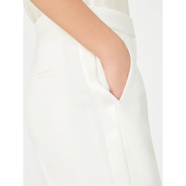 Max Mara Steppa Cady Tuxedo Trousers in White | Tailored pants | Coveti
