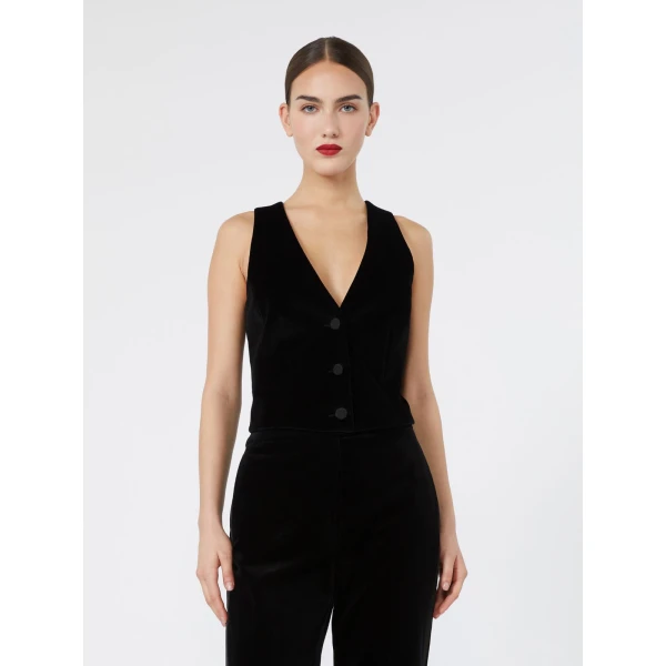 Max Mara Street Velvet Gilet in Black | Vests | Coveti