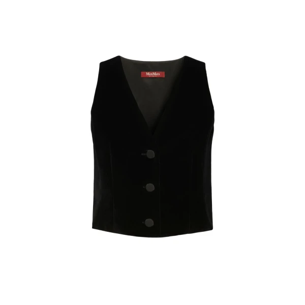 Max Mara Street Velvet Gilet in Black | Vests | Coveti