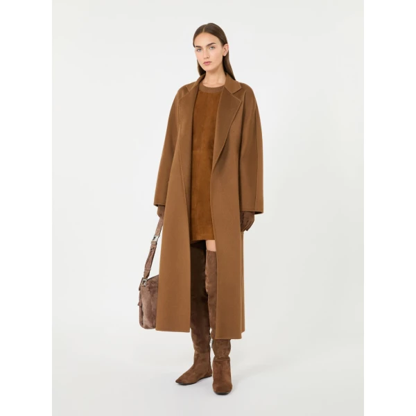 Max Mara Strenna Long Cashmere Coat in Camel | Wool Coat | Coveti