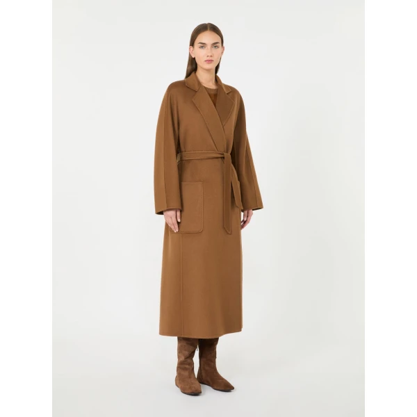Max Mara Strenna Long Cashmere Coat in Camel | Wool Coat | Coveti