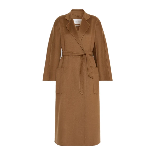 Strenna Long Cashmere Coat in Camel